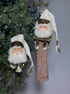 Ornement de Noël : La grande tête de Père Noël et sa petite version
