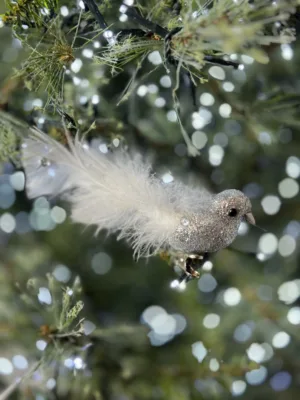 Ornement de Noël : Oiseau sur clip - 15 cm