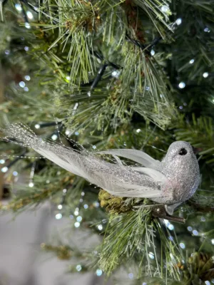 Ornement de Noël : Oiseau sur clip  - 11 cm