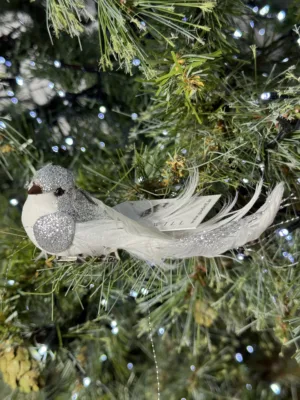 Ornement de Noël : Oiseau sur clip  - 13 cm