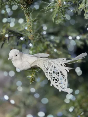 Ornement de Noël : Oiseau sur clip  - 16 cm
