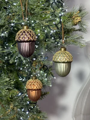 Ornement de Noël : les glands des bois fastifs, verre
