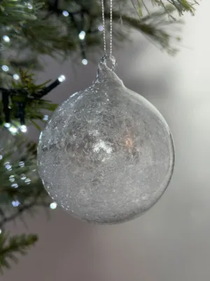 Boule de Noël :  Blanc, en verre, D: 8 cm