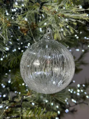 Boule de Noël : Transparente en verre, D: 8 cm