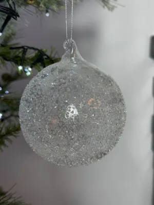 Boule de Noël : Transparente avec effet givré, D: 9 cm