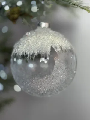 Boule de Noël : en verre givré avec, D: 10 cm