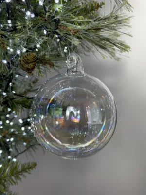 Boule de Noël : Souffle d’Iris en verre, D: 12 cm