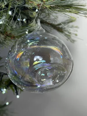Boule de Noël : Souffle d’Iris en verre, D: 10 cm