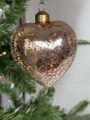 Boule de Noël : coeur en verre, D: 8 cm