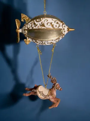 Objet de décoration: Le dirigeable doré céramique, H: 18 cm