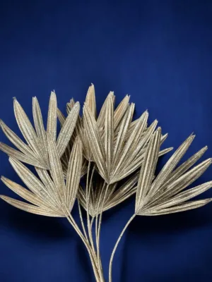 Branche décorative de Noël : Palmier dorée scintillante, H: 80 cm