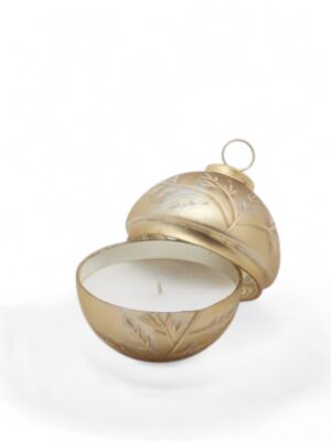 Bougie de Noël décorative : sphère dorée en verre avec baies, D 8 cm