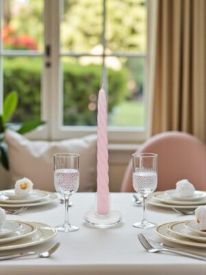 Bougie torsadée, rose pâle - lot de 10