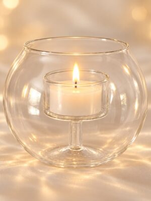 Free-Standing Glass Hurricane Lantern: Ø 10 cm